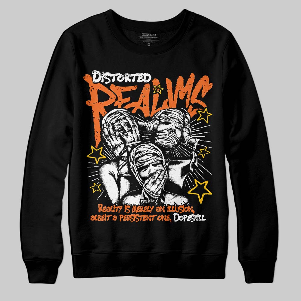 Orange, Black and White Sneakers DopeSkill Sweatshirt Distorted Realms Graphic Streetwear - Black