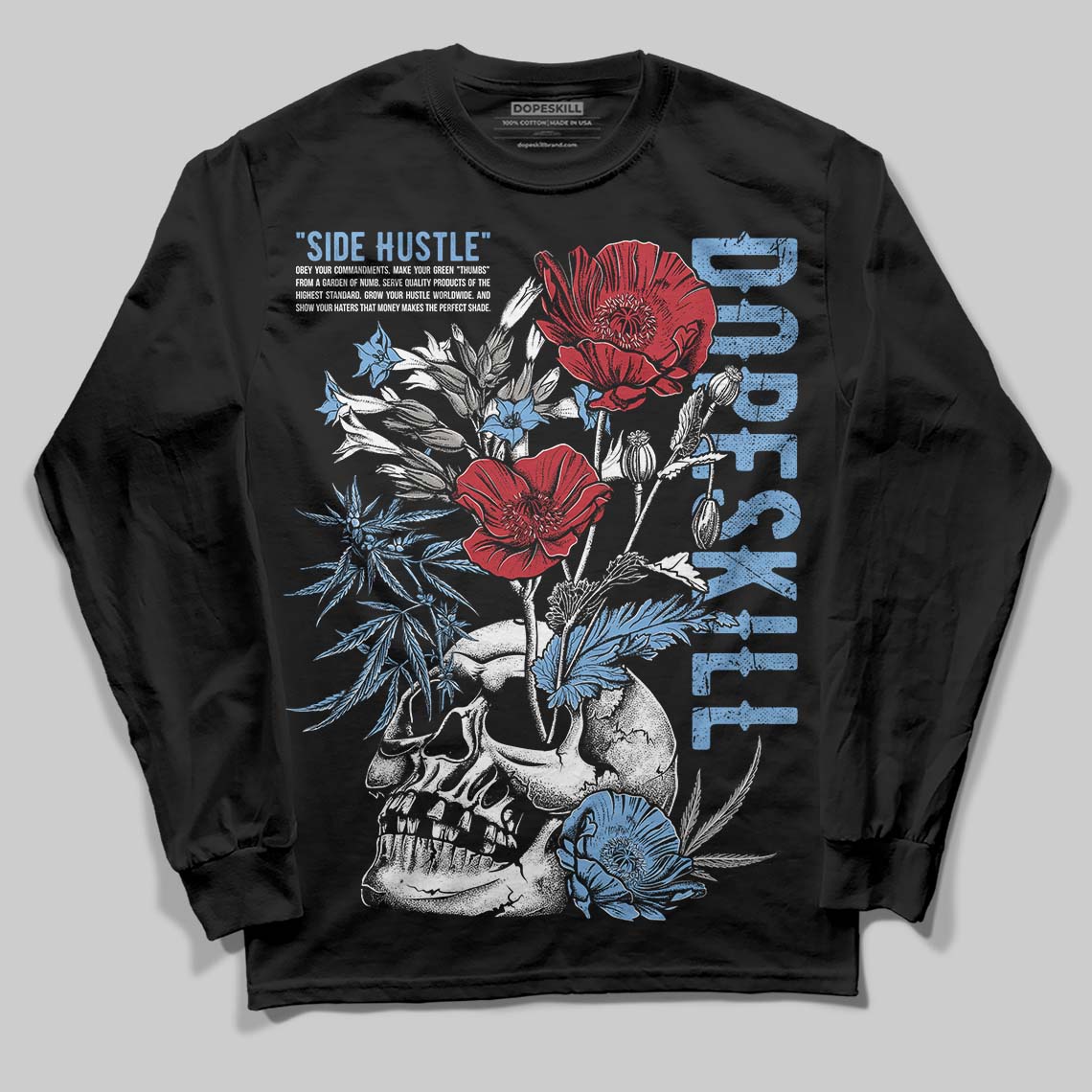 Jordan 12 Retro 'Melo' DopeSkill Long Sleeve T-Shirt Side Hustle Graphic Streetwear - Black