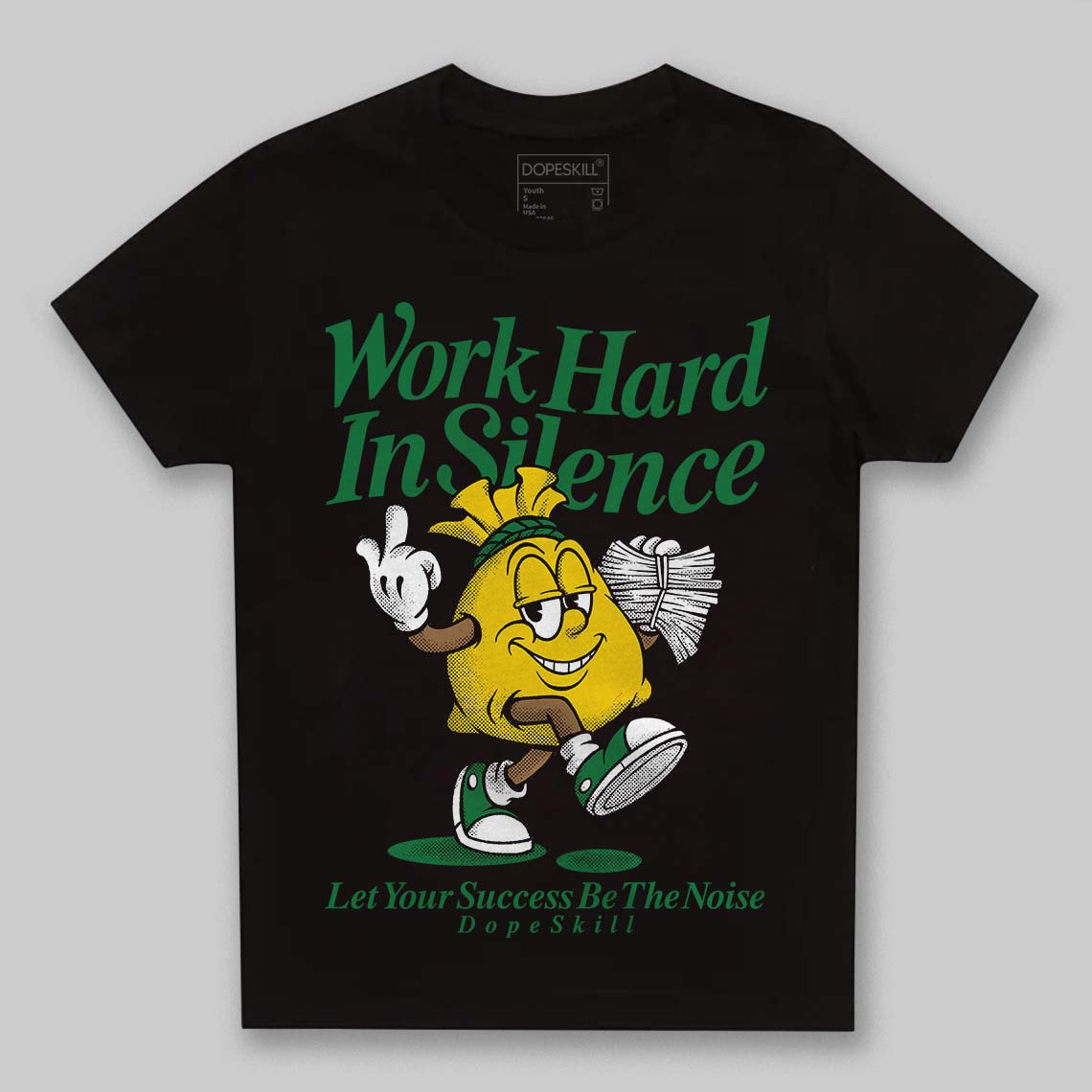 Green Sneakers DopeSkill Toddler Kids T-shirt Work Hard In Silence Graphic Streetwear - Black