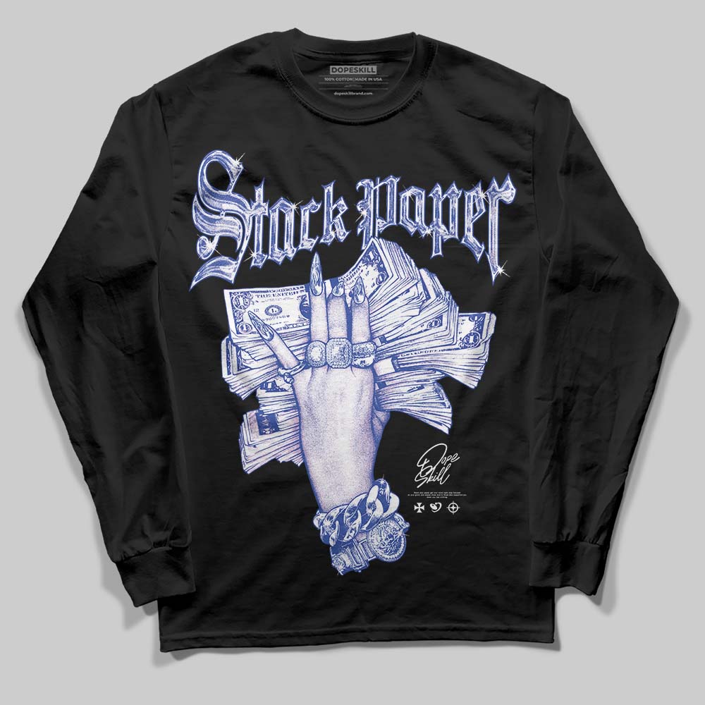 Royal Blue Sneakers DopeSkill Long Sleeve T-Shirt Stack Paper Graphic Streetwear - Black