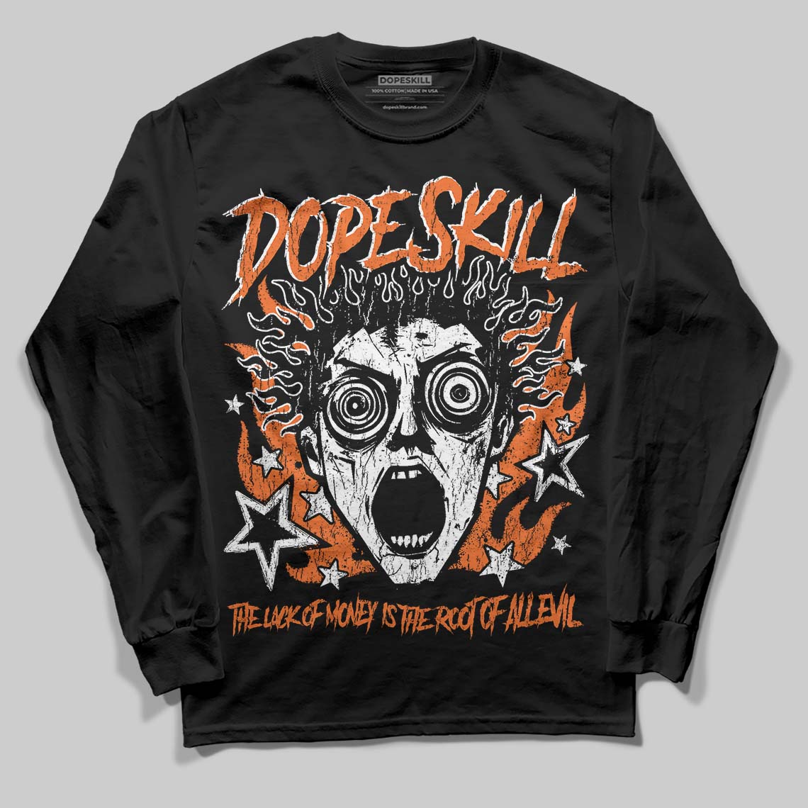 Orange, Black and White Sneakers DopeSkill Long Sleeve T-Shirt Root of Evil Graphic Streetwear - black