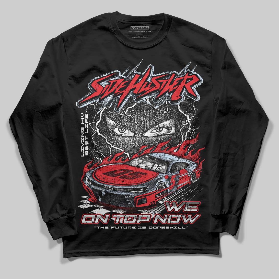 Jordan 11 Retro Cherry DopeSkill Long Sleeve T-Shirt Flexin' Graphic Streetwear - Black