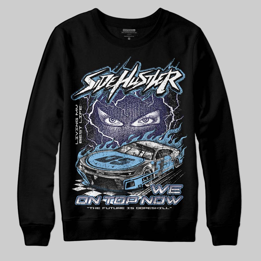 University Blue Sneakers DopeSkill Sweatshirt New Side Hustler Graphic Streetwear - black