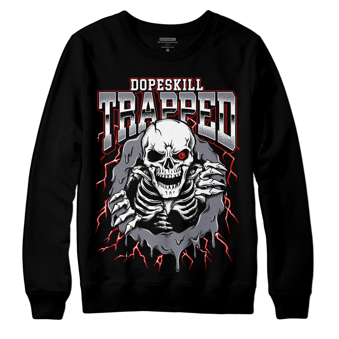 Jordan 9 Retro Fire Red DopeSkill Sweatshirt Trapped Halloween Graphic Streetwear - Black