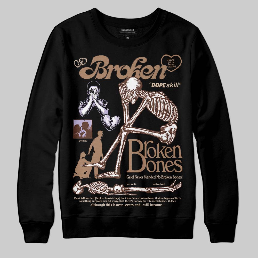 Harris Tweed x Wmns Dunk Low 'Sesame' DopeSkill Sweatshirt Broken Bones Graphic Streetwear - black