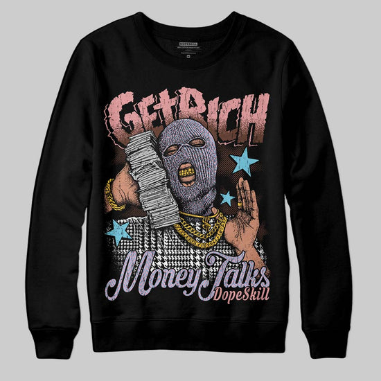 Harris Tweed x Dunk Low Denim Turquoise and Baroque Brown DopeSkill Sweatshirt Get Rich Graphic Streetwear - Black