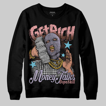 Harris Tweed x Dunk Low Denim Turquoise and Baroque Brown DopeSkill Sweatshirt Get Rich Graphic Streetwear - Black