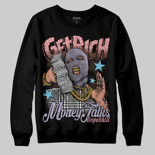 Harris Tweed x Dunk Low Denim Turquoise and Baroque Brown DopeSkill Sweatshirt Get Rich Graphic Streetwear - Black