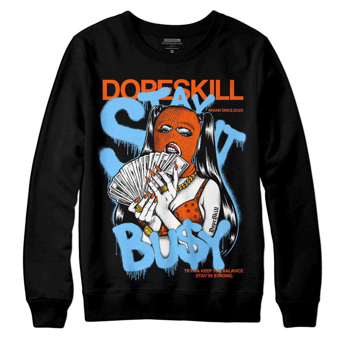 Dunk Low Futura University Blue DopeSkill Sweatshirt Stay It Busy Graphic Streetwear - Black