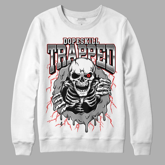 Jordan 9 Particle Grey DopeSkill Sweatshirt Trapped Halloween Graphic Streetwear - White