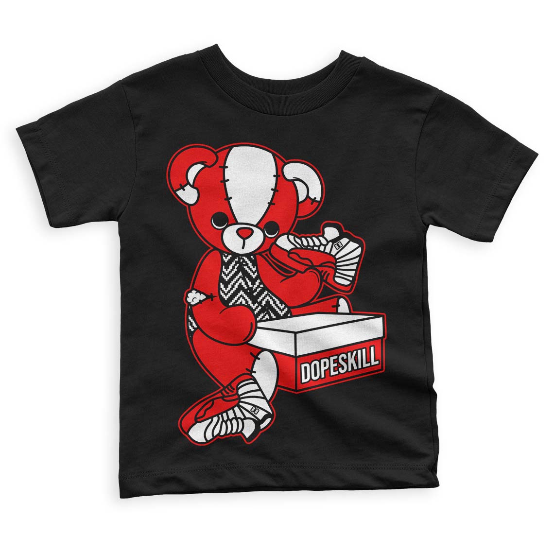 Jordan 12 “Cherry” DopeSkill Toddler Kids T-shirt Sneakerhead BEAR Graphic Streetwear - Black