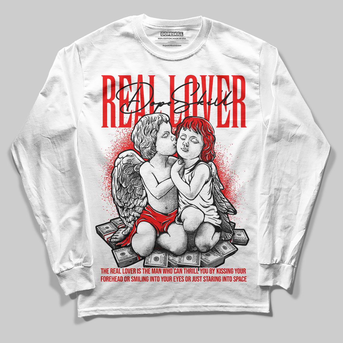 Jordan 11 Retro Cherry DopeSkill Long Sleeve T-Shirt Real Lover Graphic Streetwear - White