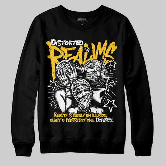 Yellow Sneakers DopeSkill Sweatshirt Distorted Realms Graphic Streetwear - Black