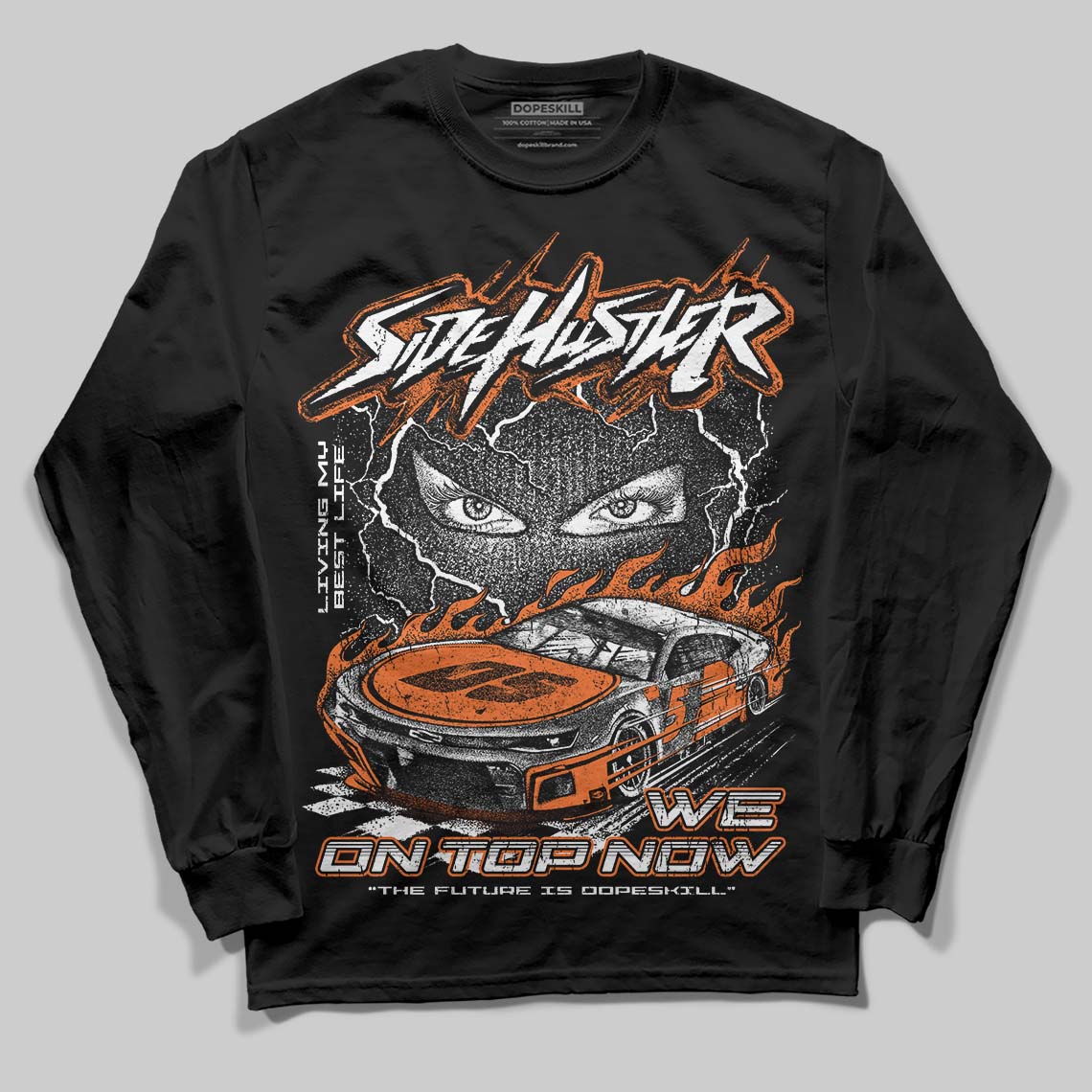 Orange, Black and White Sneakers DopeSkill Long Sleeve T-Shirt Flexin' Graphic Streetwear - Black