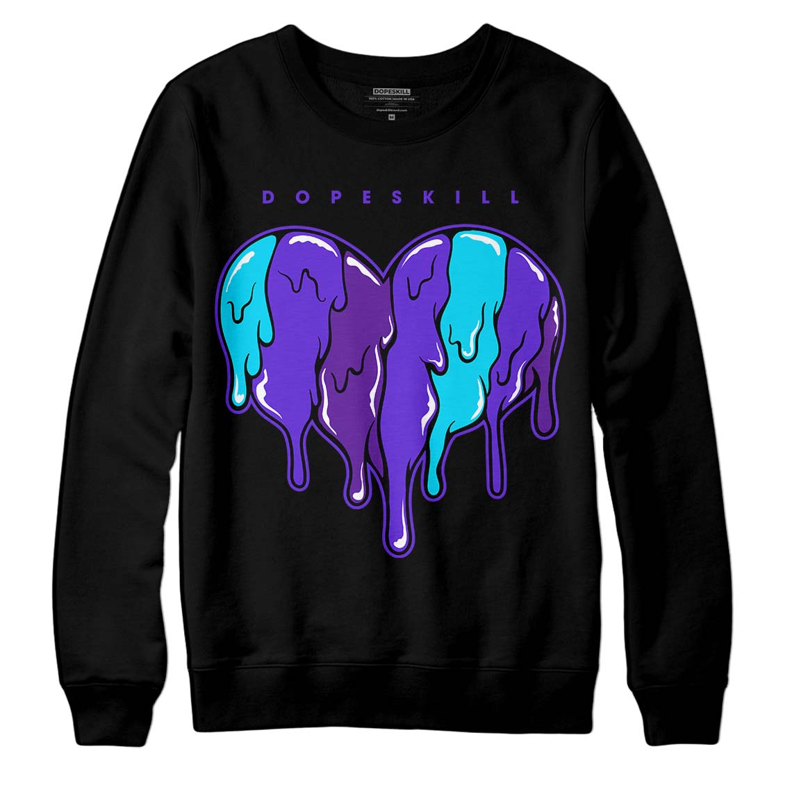 Aqua 6s Dopeskill Sweatshirt Slime Drip Heart Graphic – Dopeskill