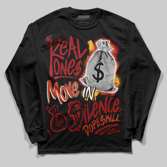 Nigel Sylvester x Air Jordan 4 ‘Brick by Brick’ DopeSkill Long Sleeve T-Shirt Real Ones Move In Silence Graphic Streetwear - Black