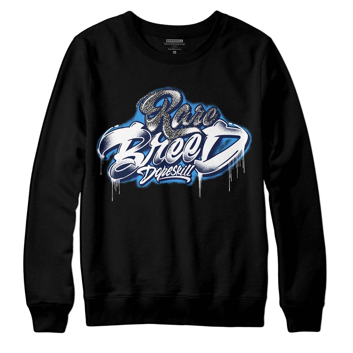 Jordan 3 "Midnight Navy" DopeSkill Sweatshirt Rare Breed Type Graphic Streetwear - Black