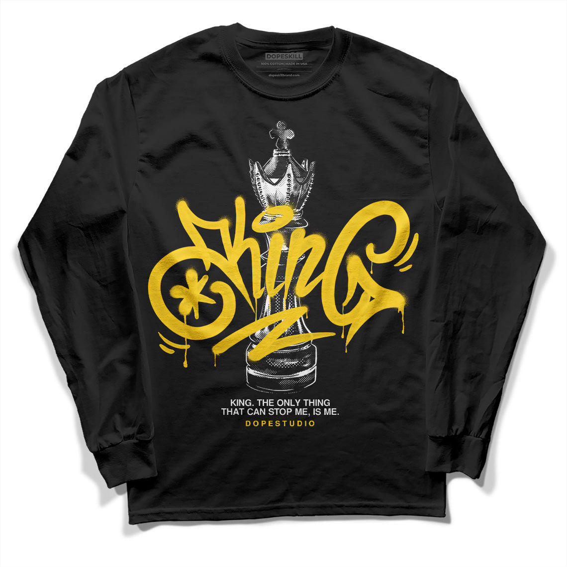 Jordan 4 Lightning DopeSkill Long Sleeve T-Shirt King Chess Graphic Streetwear - Black