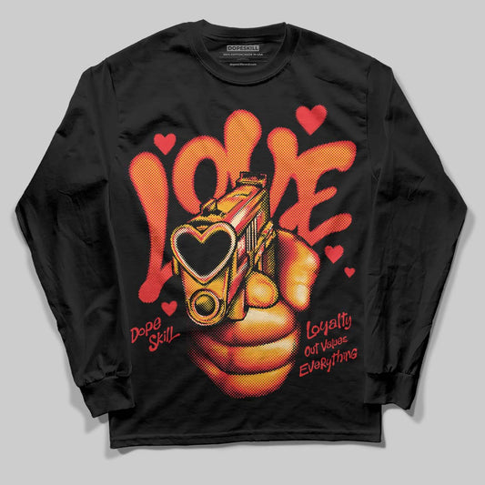 Red Sneakers DopeSkill Long Sleeve T-Shirt Love Shot Graphic Streetwear - Black