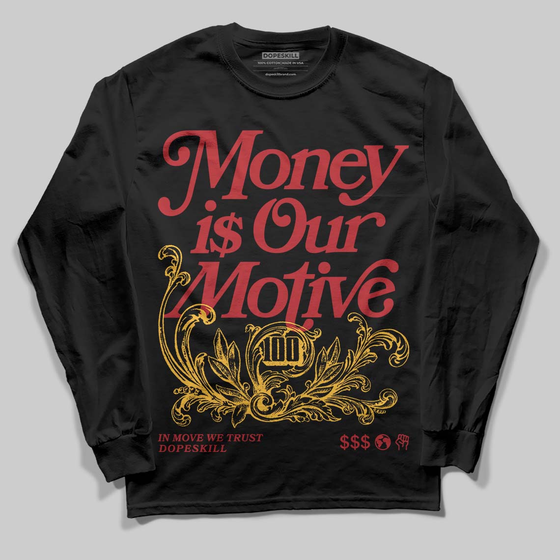 Jordan 14 Golf “Last Shot” DopeSkill Long Sleeve T-Shirt Money Is Our Motive Typo Graphic Streetwear - Black