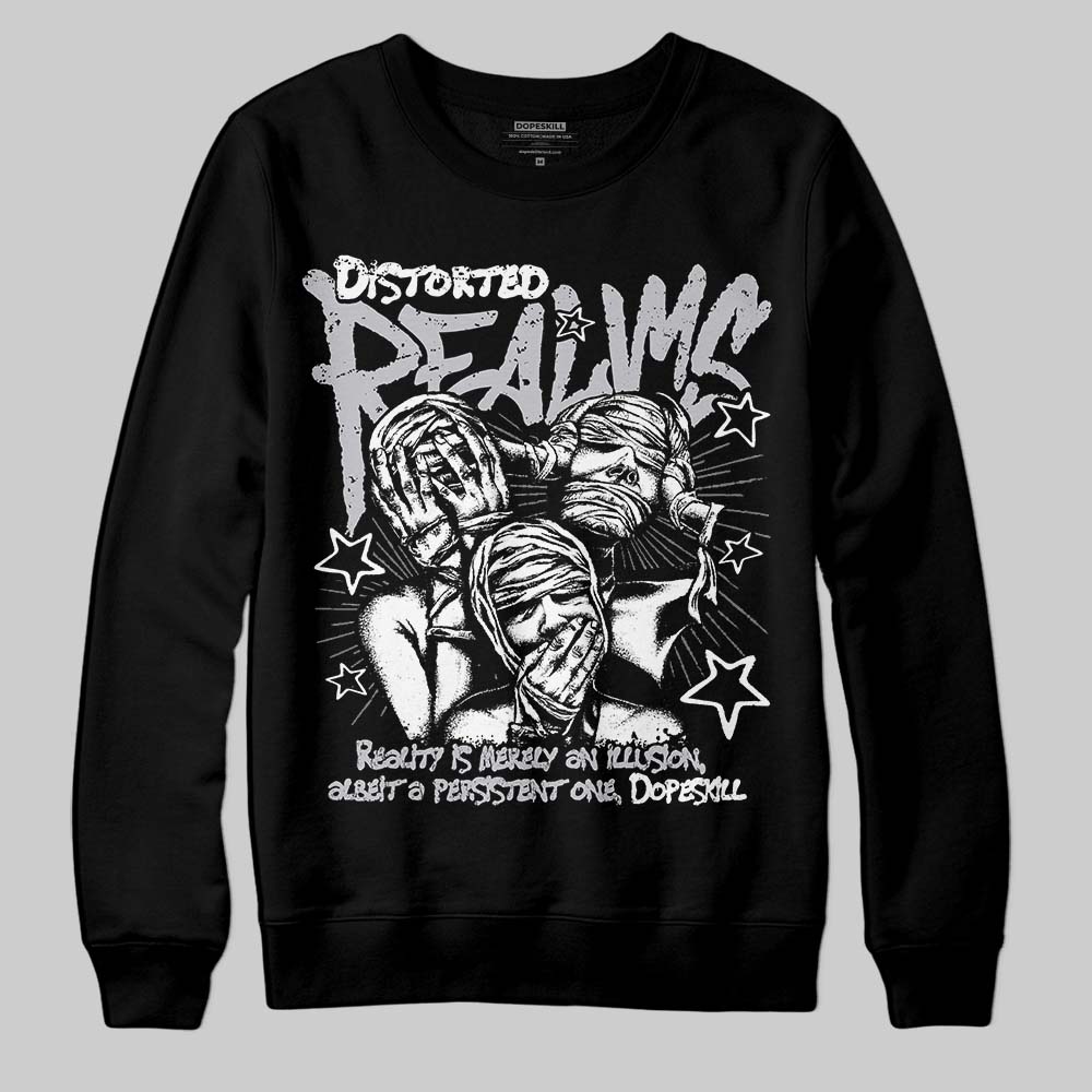 Grey Sneakers DopeSkill Sweatshirt Distorted Realms Graphic Streetwear - Black