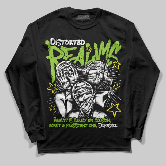Neon Green Sneakers DopeSkill Long Sleeve T-Shirt Distorted Realms Graphic Streetwear - Black
