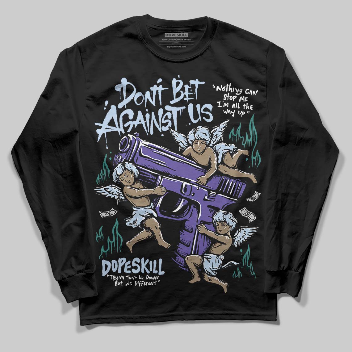 Jordan 5 OG “Grape” DopeSkill Long Sleeve T-Shirt Don't Bet Against Us Graphic Streetwear - Black