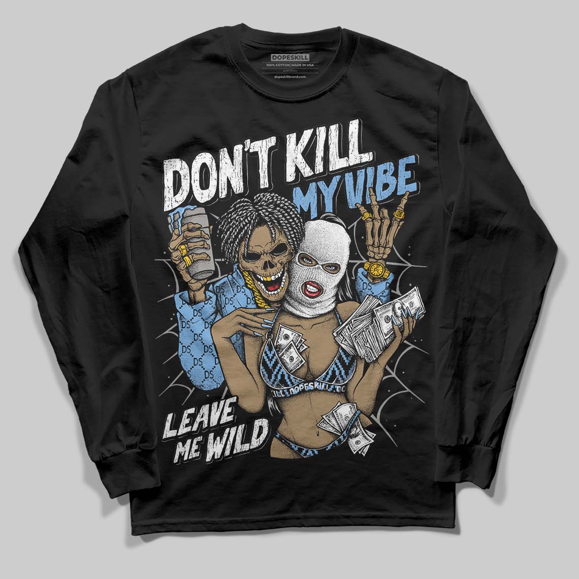 Jordan 12 Retro 'Melo' DopeSkill Long Sleeve T-Shirt Don't Kill My Vibe Graphic Streetwear - black