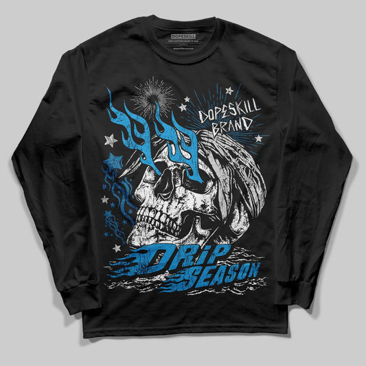 Jordan 4 Retro Military Blue DopeSkill Long Sleeve T-Shirt Drip Season Graphic Streetwear - Black