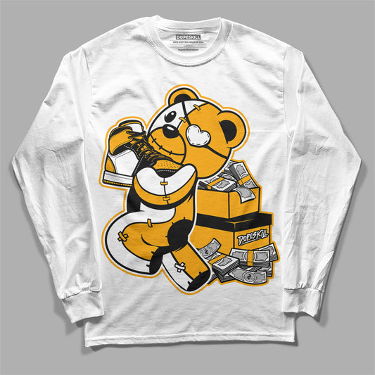 Jordan 1 High Yellow Toe DopeSkill Long Sleeve T-Shirt Bear Steals Sneaker Graphic Streetwear - White 