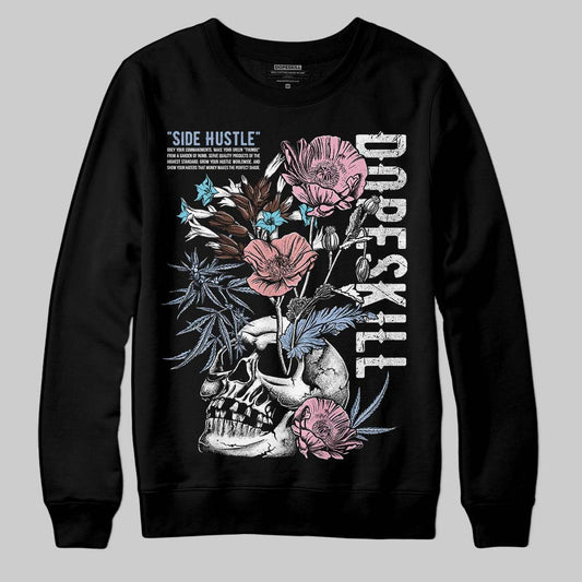 Harris Tweed x Dunk Low Denim Turquoise and Baroque Brown DopeSkill Sweatshirt Side Hustle Graphic Streetwear - Black