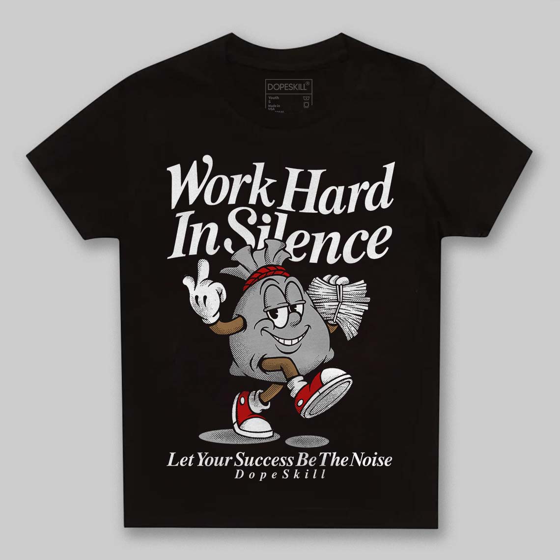 Black and White Sneakers DopeSkill Toddler Kids T-shirt Work Hard In Silence Graphic Streetwear - Black