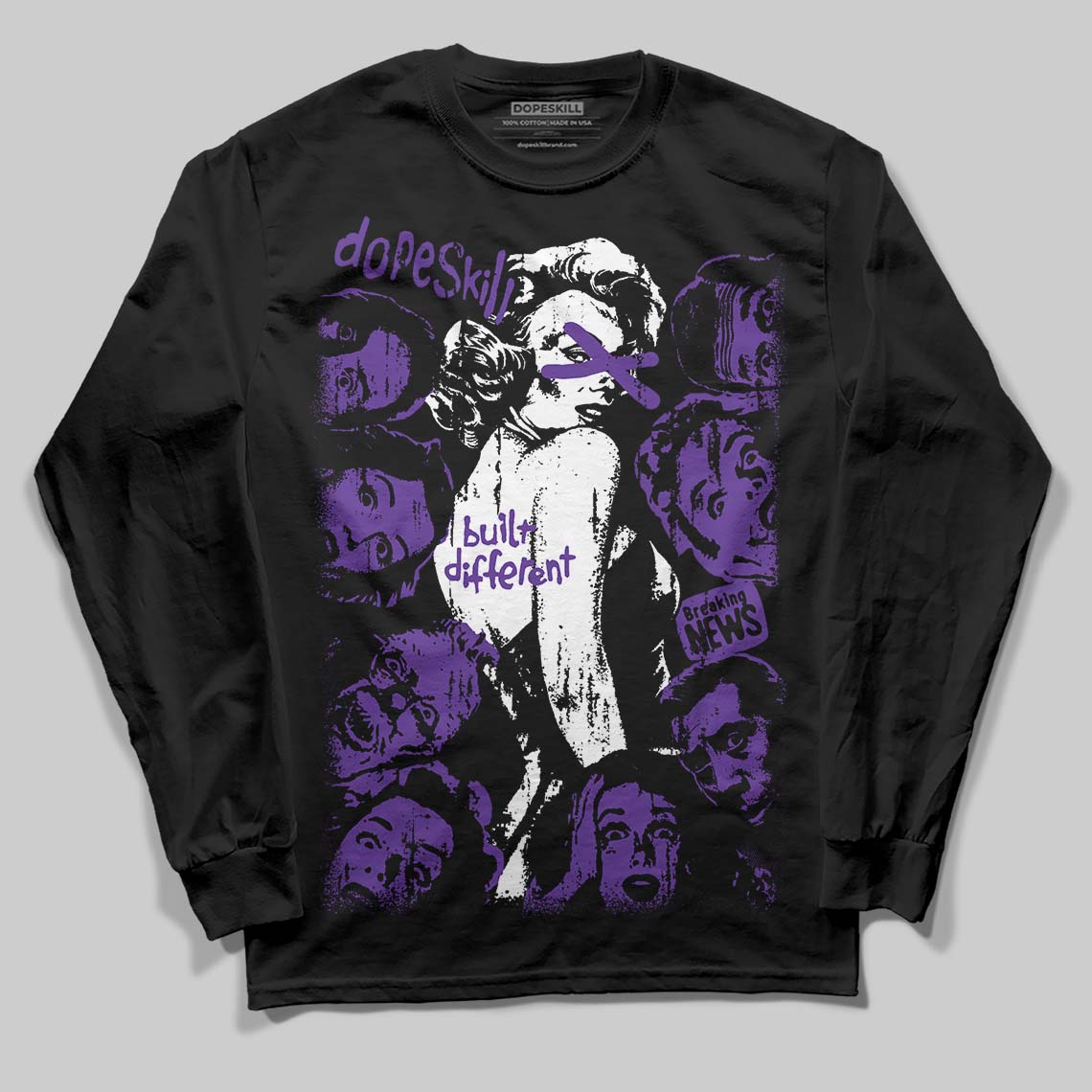PURPLE Sneakers DopeSkill Long Sleeve T-Shirt Built Different Graphic Streetwear - Black