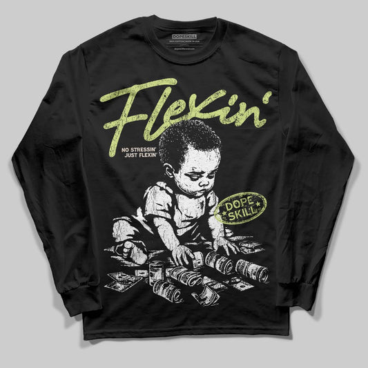 Jordan 5 “Luminous Green” DopeSkill Long Sleeve T-Shirt Flexin' Graphic Streetwear - Black