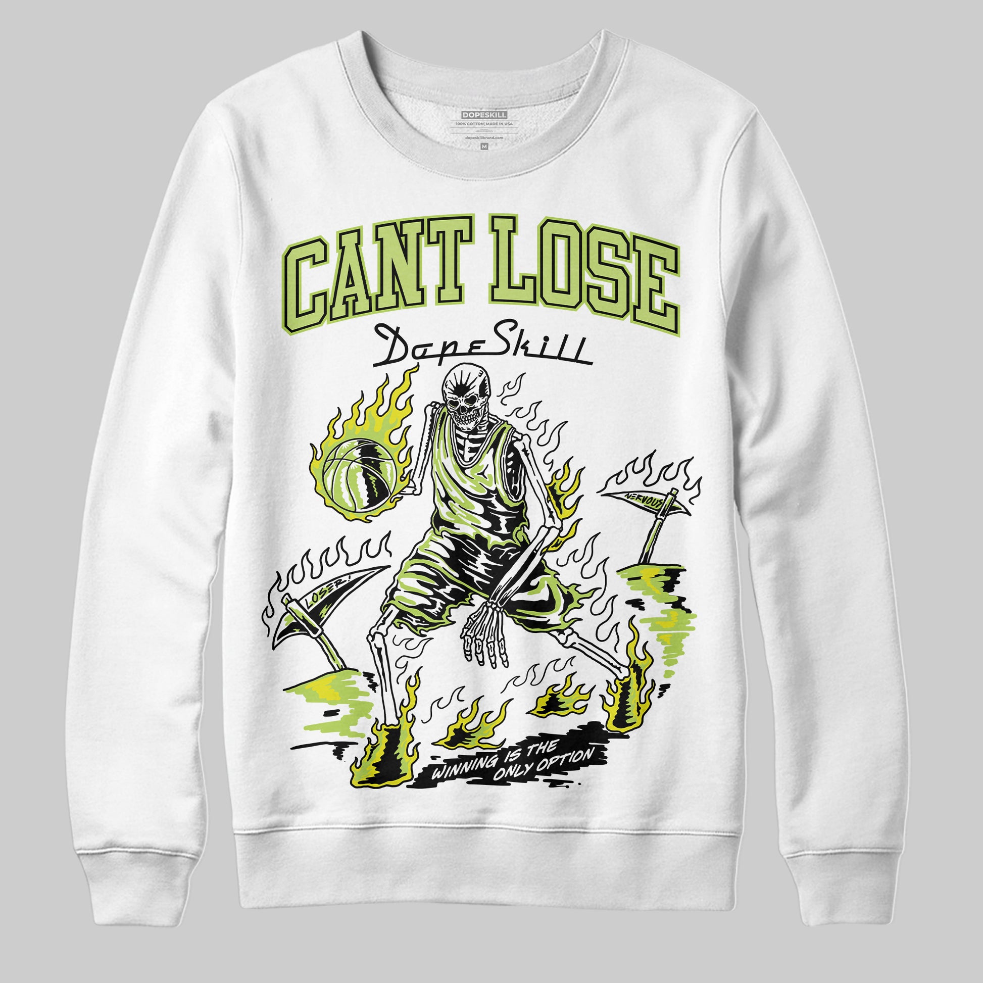 Jordan 13 Retro Bright Cactus DopeSkill Sweatshirt Cant Lose Graphic Streetwear - White