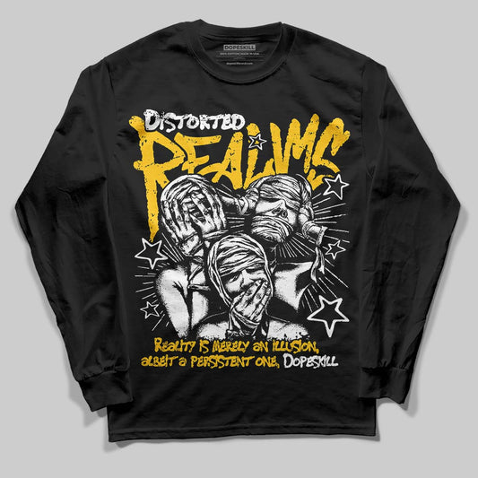 Yellow Sneakers DopeSkill Long Sleeve T-Shirt Distorted Realms Graphic Streetwear - Black