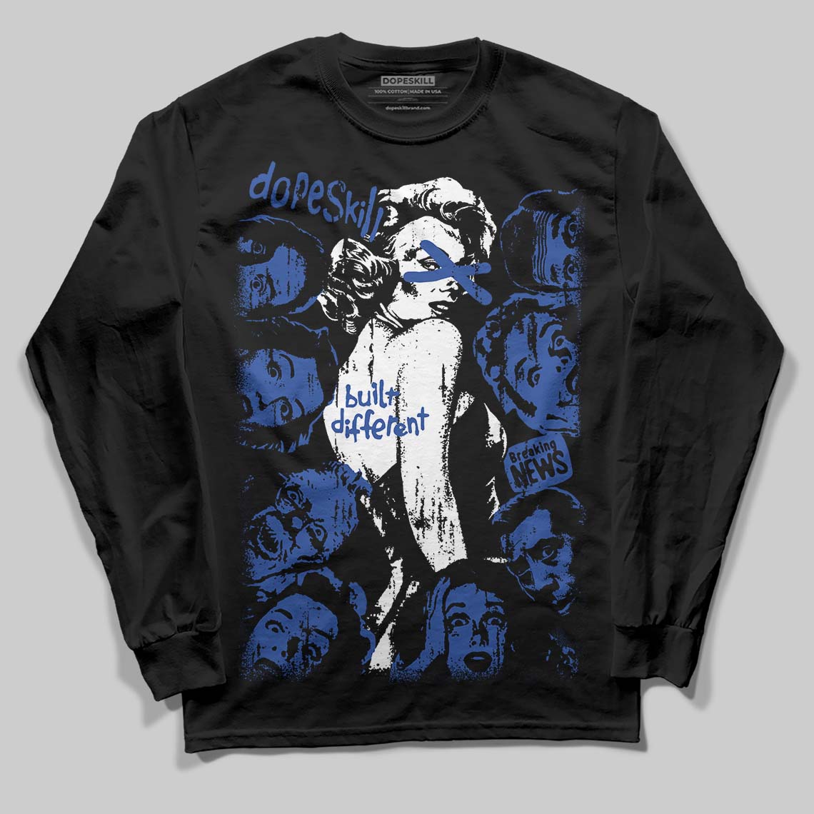 Royal Blue Sneakers DopeSkill Long Sleeve T-Shirt Built Different Graphic Streetwear - Black
