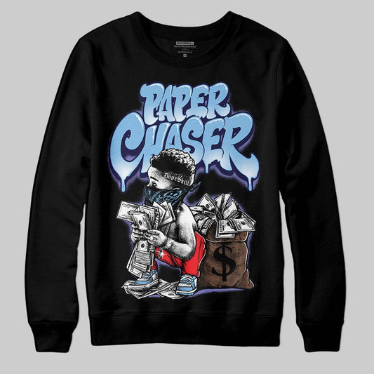 University Blue Sneakers DopeSkill Sweatshirt Paper Chaser Boy Graphic Streetwear - Black