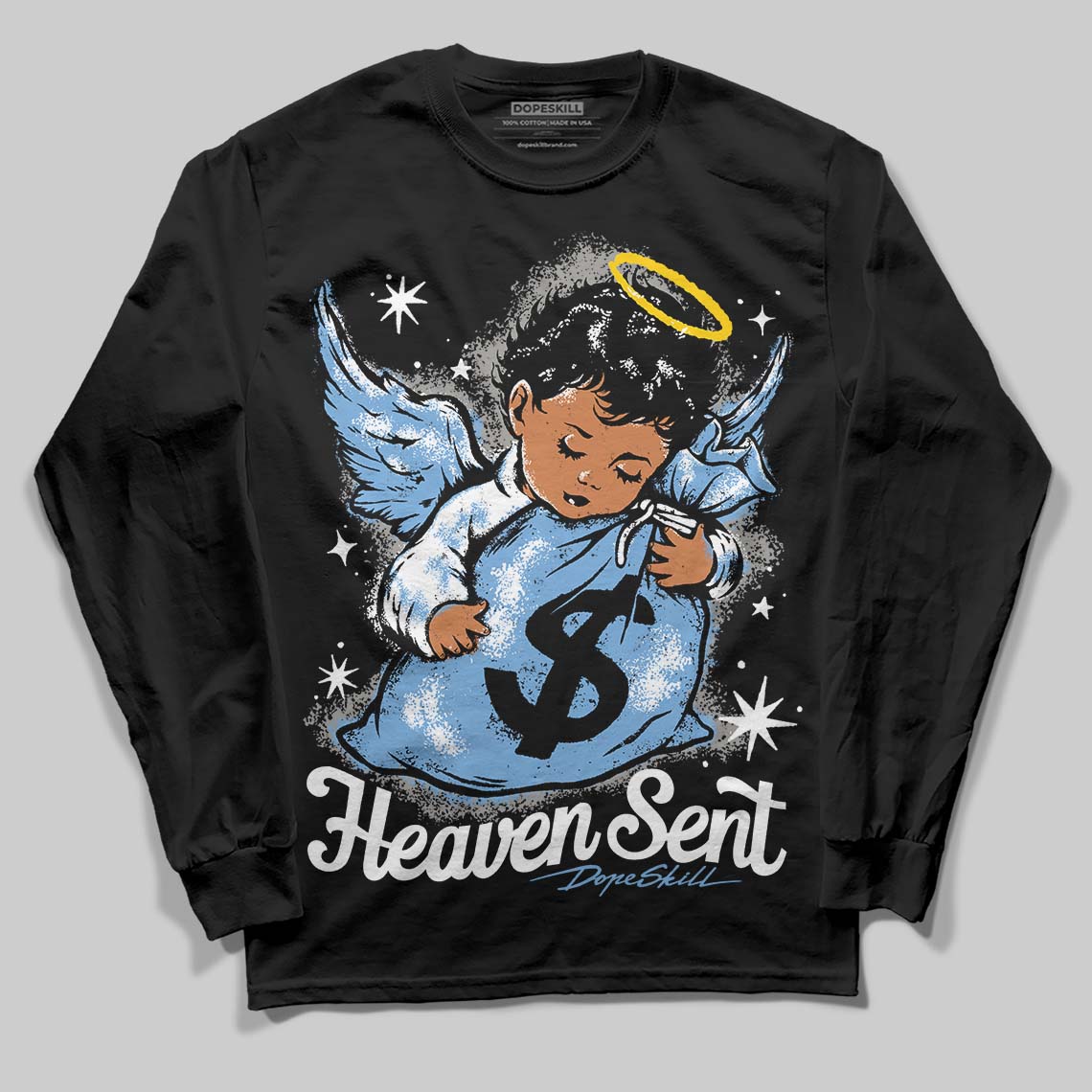 Jordan 12 Retro 'Melo' DopeSkill Long Sleeve T-Shirt Heaven Sent Graphic Streetwear - black