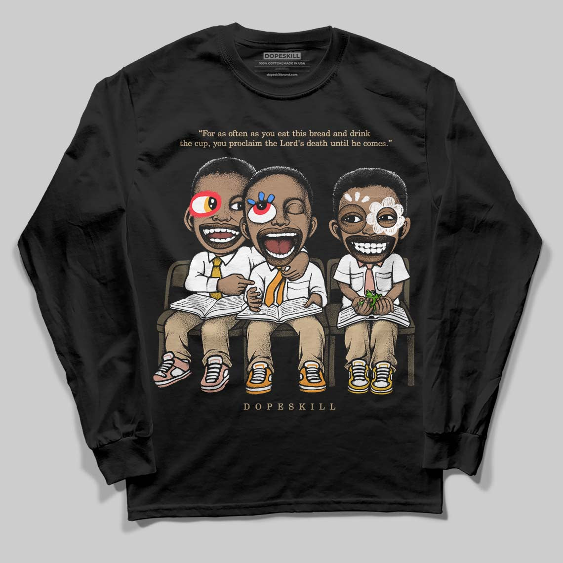 TAN Sneakers DopeSkill Long Sleeve T-Shirt First Sunday Graphic Streetwear - Black