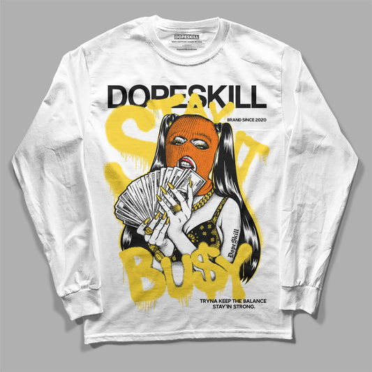 Jordan 4 Thunder DopeSkill Long Sleeve T-Shirt Stay It Busy Graphic Streetwear - White
