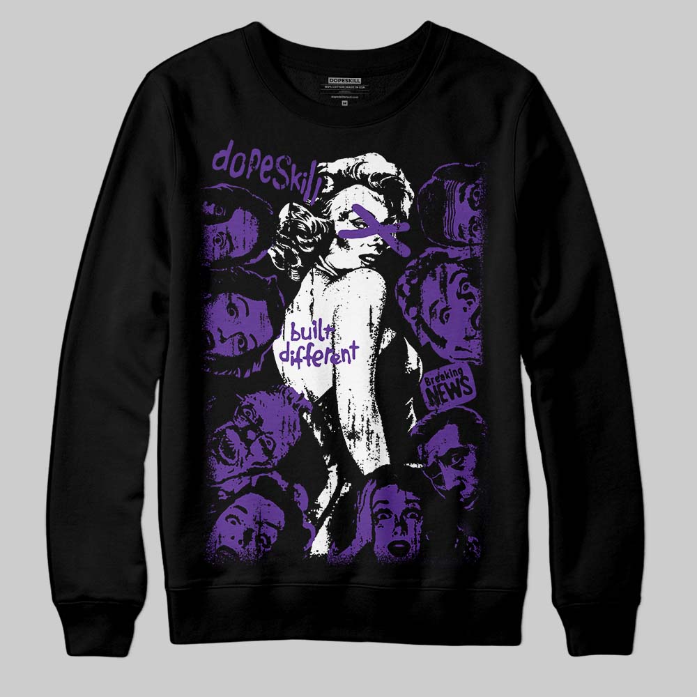 PURPLE Sneakers DopeSkill Sweatshirt Built Different Graphic Streetwear - Black