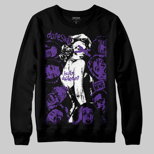 PURPLE Sneakers DopeSkill Sweatshirt Built Different Graphic Streetwear - Black