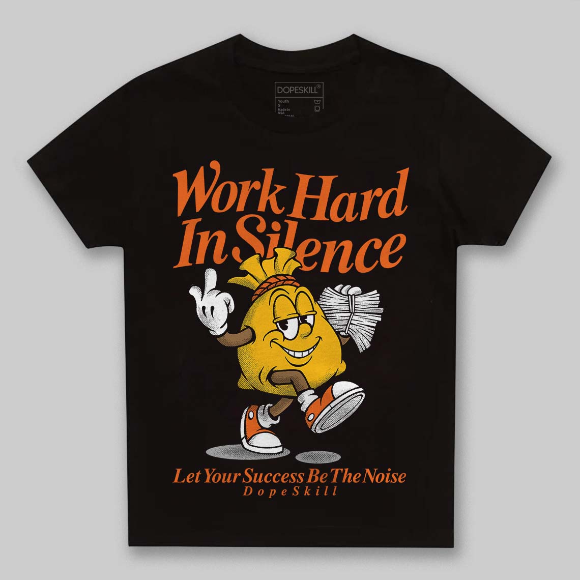 Orange, Black and White Sneakers DopeSkill Toddler Kids T-shirt Work Hard In Silence Graphic Streetwear - black