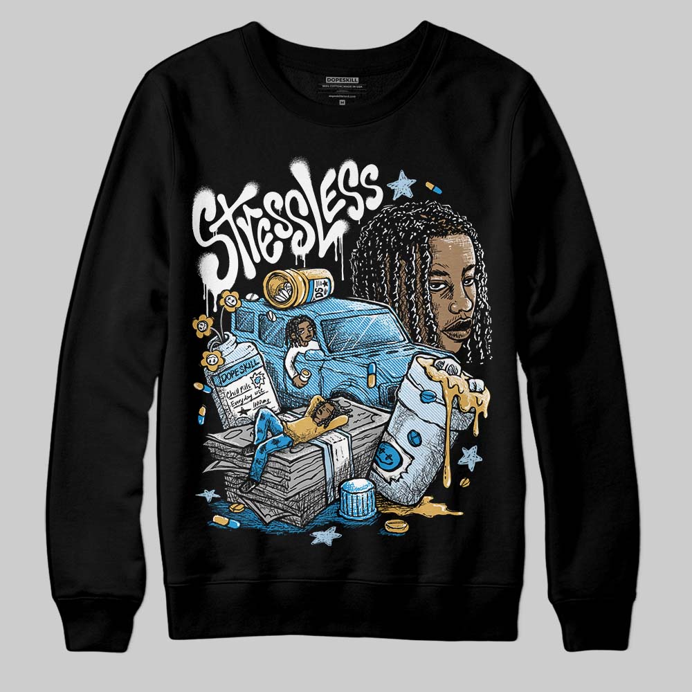 Jordan 4 Denim “Worn Blue” DopeSkill Sweatshirt Stressless Graphic Streetwear - Black