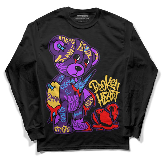 Jordan 12 “Field Purple” DopeSkill Long Sleeve T-Shirt Broken Heart Graphic Streetwear - Black