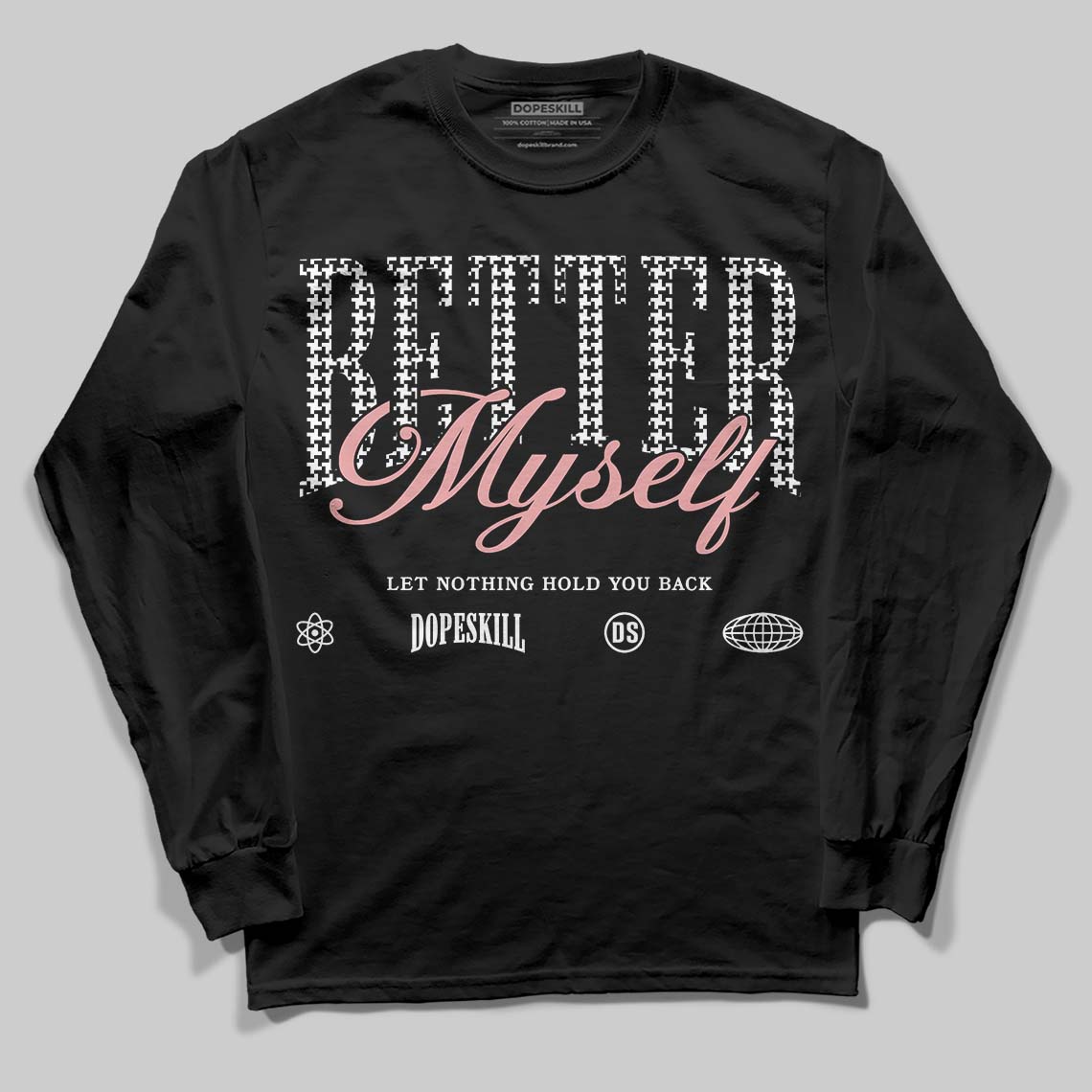 Harris Tweed x Wmns Dunk Low 'Black Phantom' DopeSkill Long Sleeve T-Shirt Better Myself Graphic Streetwear - Black