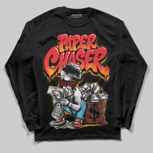 Red Sneakers DopeSkill Long Sleeve T-Shirt Paper Chaser Boy Graphic Streetwear - black