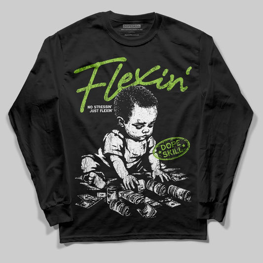 Neon Green Sneakers DopeSkill Long Sleeve T-Shirt Flexin' Graphic Streetwear - Black