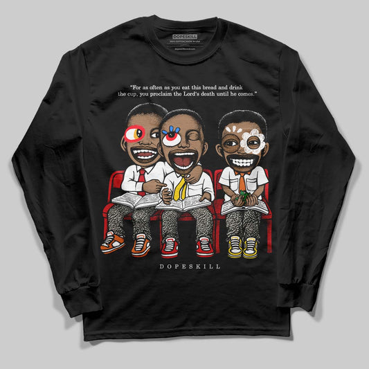 Jordan 3 Retro Fire Red DopeSkill Long Sleeve T-Shirt First Sunday Graphic Streetwear - Black